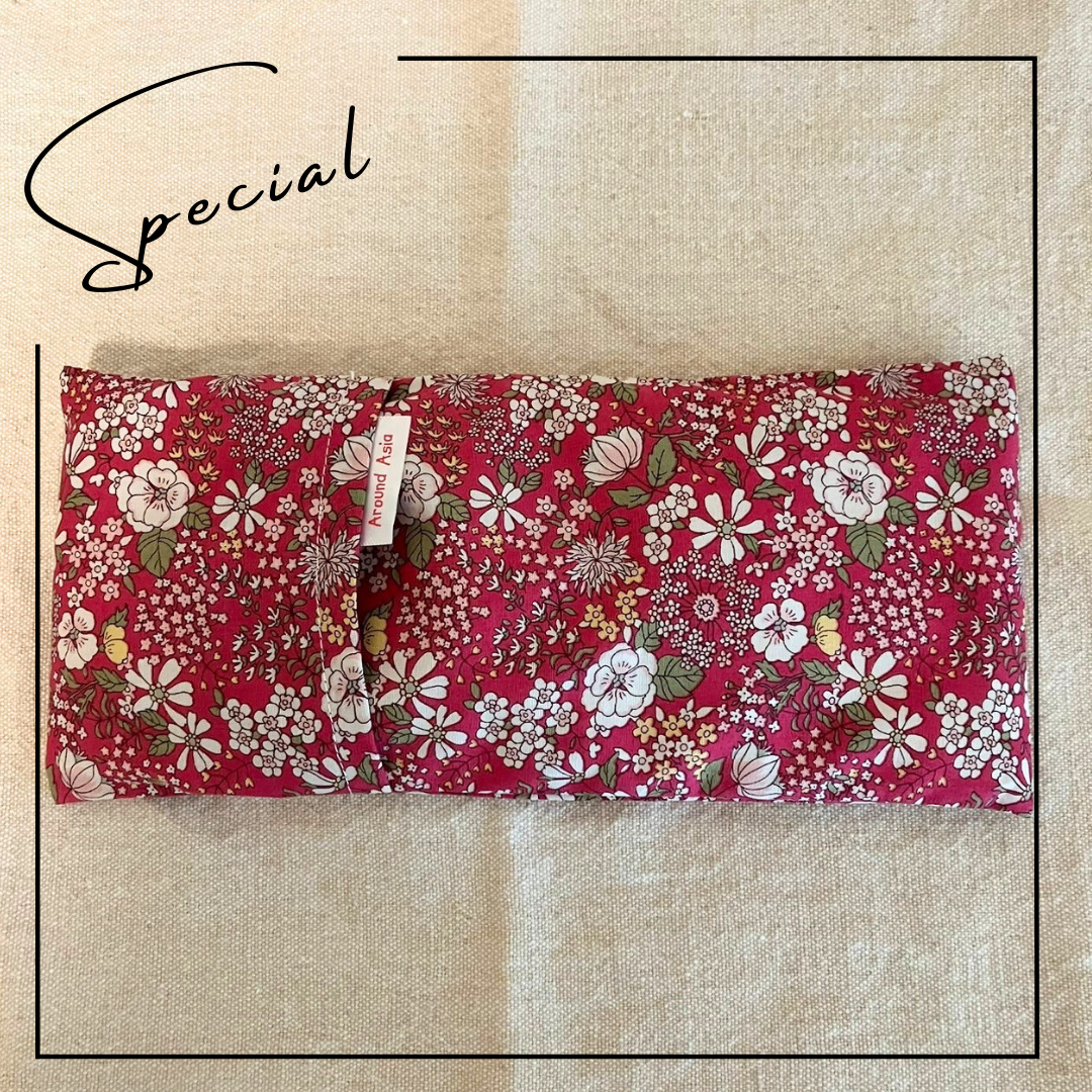 花柄のヨガアイピロー(レッド) | Red Flower Yoga Eye Pillow