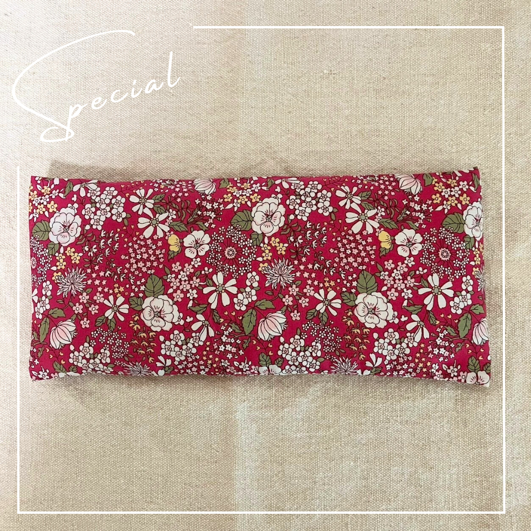 花柄のヨガアイピロー(レッド) | Red Flower Yoga Eye Pillow